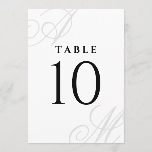 Simple White Elegant Monogram Table Numbers (Rückseite)