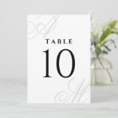 Simple White Elegant Monogram Table Numbers (Stehend Vorderseite)