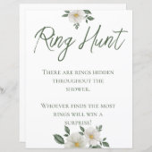 Simple White Floral Bridal Shower Ring Hunt Game (Vorne/Hinten)