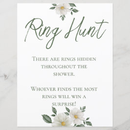 Simple White Floral Bridal Shower Ring Hunt Game