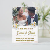 Simple White flower Overlay Photo Wedding Invitat Einladung (Stehend Vorderseite)