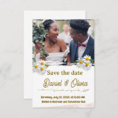 Simple White flower Overlay Photo Wedding Invitat Einladung (Vorne/Hinten)