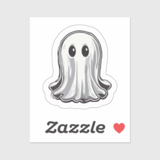 Simple White Ghost Halloween Aufkleber