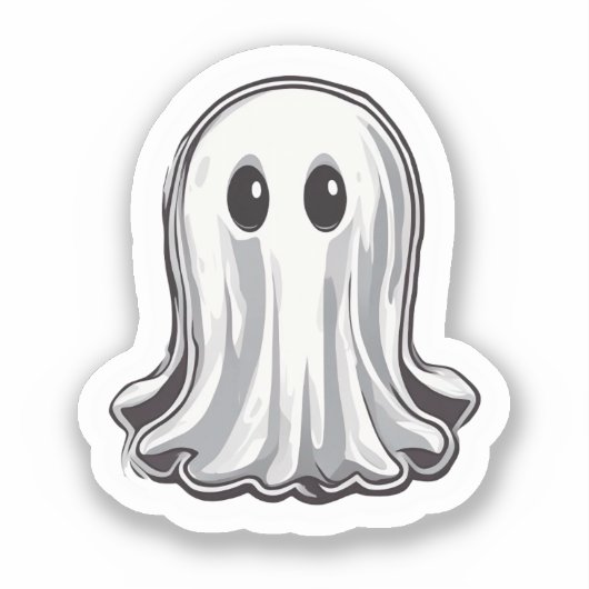 Simple White Ghost Halloween Aufkleber (Vorderseite)