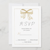 Simple white gold glitter bow ribbon RSVP Einladung (Vorderseite)
