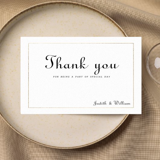 Simple white gold vintage calligraphy Thank You Einladung