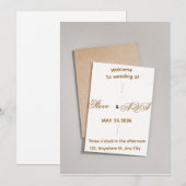 Simple White & Gold Wedding Invitation Einladung (Vorne/Hinten)