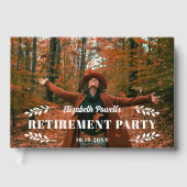 Simple White Greenery Photo Retirement Party Gästebuch (Vorderseite)