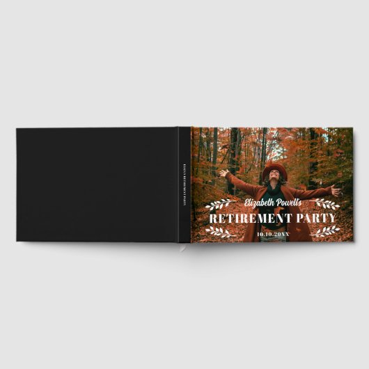 Simple White Greenery Photo Retirement Party Gästebuch (Voll)