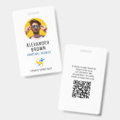Simple White Logo And QR Code Employee ID  Photo Ausweis (Vorder- & Rückseite)