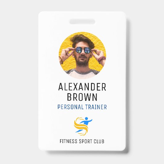 Simple White Logo And QR Code Employee ID  Photo Ausweis (Vorderseite)