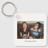 Simple White Minimalist Photo Keepsake Schlüsselanhänger (Vorderseite)