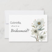 Simple white mint green spring floral Bridesmaid Einladung (Vorderseite)