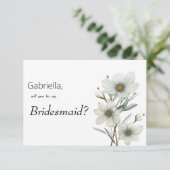 Simple white mint green spring floral Bridesmaid Einladung (Stehend Vorderseite)