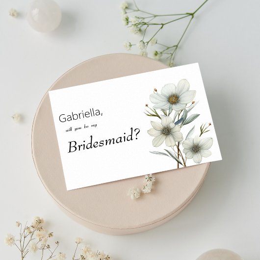 Simple white mint green spring floral Bridesmaid Einladung