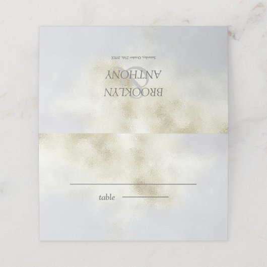 Simple White Opal Platzkarte (Außenseite Aufgefaltet)