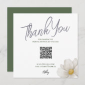Simple White QR Code Bridal Shower Thank You Card Dankeskarte (Vorne/Hinten)