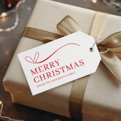 Simple white red modern Merry Christmas Geschenkanhänger