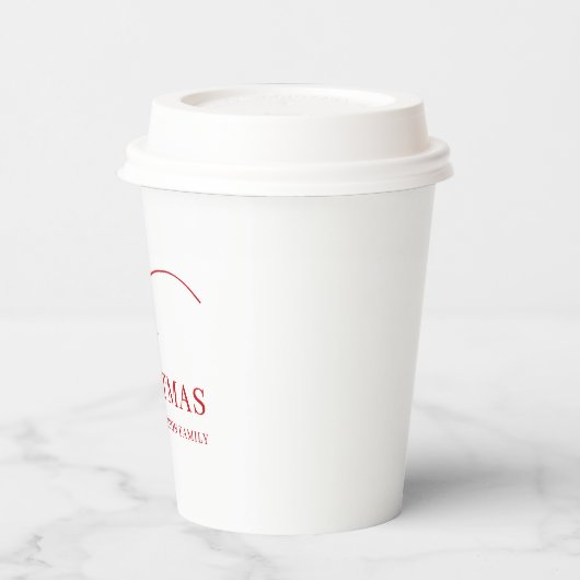 Simple white red modern Merry Christmas Pappbecher (Links)
