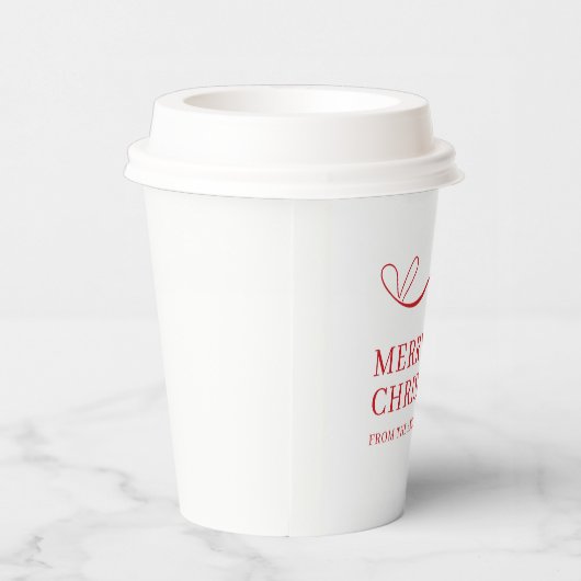 Simple white red modern Merry Christmas Pappbecher (Rechts)