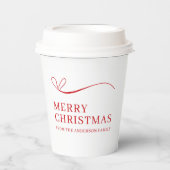Simple white red modern Merry Christmas Pappbecher (Vorderseite)