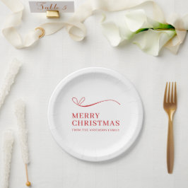 Simple white red modern Merry Christmas Pappteller