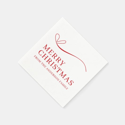 Simple white red modern Merry Christmas Serviette (Ecke)