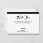 Simple White with Black Lines Funeral Dankeskarte (Vorderseite)
