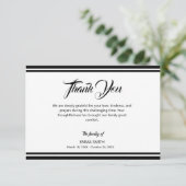 Simple White with Black Lines Funeral Dankeskarte (Stehend Vorderseite)