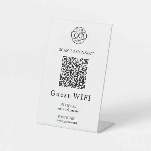 Simple Wifi Password &  Network | Business QR Code Sockelschild (Vorderseite)