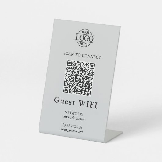 Simple Wifi Password &  Network | Business QR Code Sockelschild (Vorderseite)