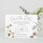 Simple Wild Flower Wedding Calendar Save The Date  (Stehend Vorderseite)