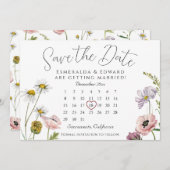 Simple Wild Flower Wedding Calendar Save The Date  (Vorne/Hinten)