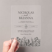 Simple Wildflower Boho Wedding Modern Acryleinladungen (Insitu (Handheld))