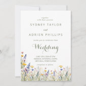 Simple Wildflower Informal Wedding Invitation Einladung (Vorderseite)