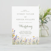 Simple Wildflower Informal Wedding Invitation Einladung (Stehend Vorderseite)