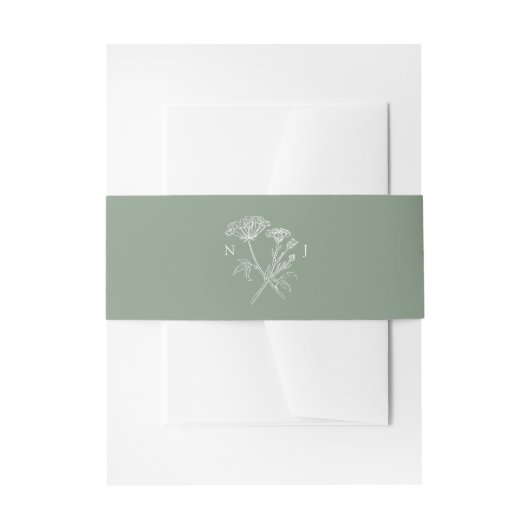 Simple wildflower meadow green white wedding einladungsbanderole (Vorderseite Beispiel)