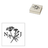 Simple wildflower monogram line art wedding gummistempel (Stempel)