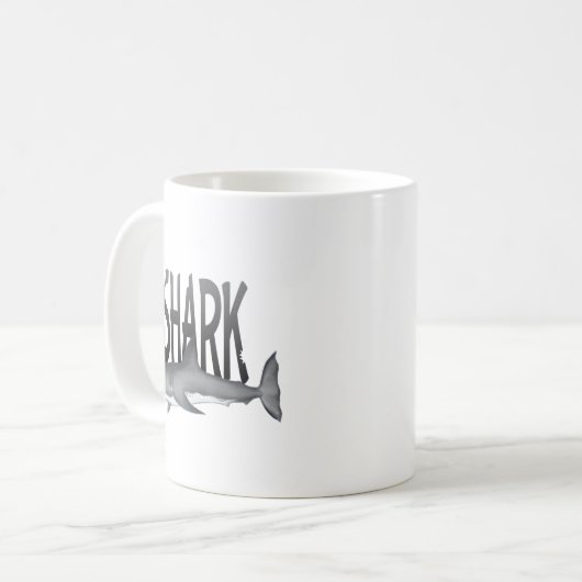 Simple Wildlife Animal Ocean Shark Typografy Kaffeetasse (Vorderseite Links)