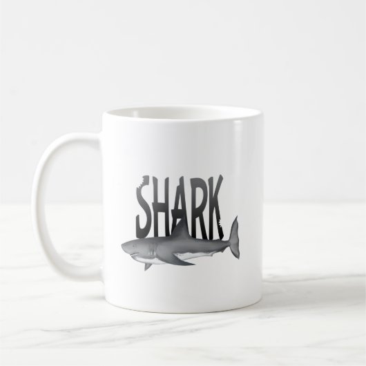 Simple Wildlife Animal Ocean Shark Typografy Kaffeetasse (Links)
