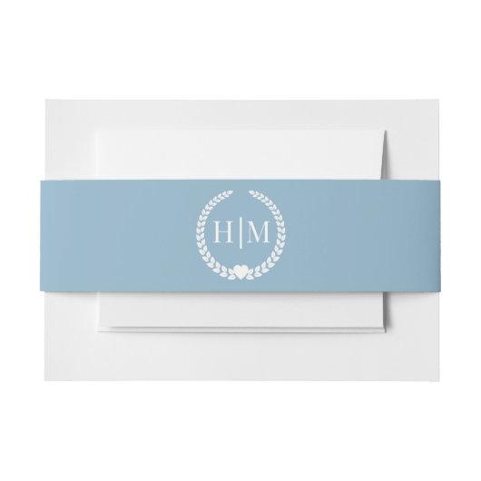 Simple Winter Sky Blue  Monogram Einladungsbanderole (Vorderseite Beispiel)