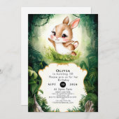 Simple Woodland Bunny Birthday Einladung (Vorne/Hinten)