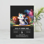 Simple Woodland Tiger Birthday Einladung (Stehend Vorderseite)