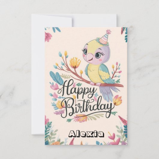Simple Woods Parrot Digital Geburtstag Karte (Vorderseite)