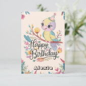 Simple Woods Parrot Digital Geburtstag Karte (Stehend Vorderseite)