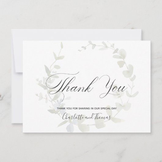 Simple Wreath Greenerity Wedding Vielen Dank Dankeskarte (Vorderseite)