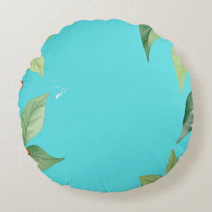 Simple Wreath Holly Berries Merry Xmas Muster Rundes Kissen