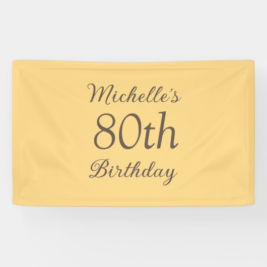 Simple Yellow 80th Birthday Banner (Horizontal)