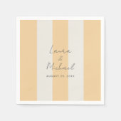 Simple Yellow and Off-White Cabana Stripes Wedding Serviette (Vorderseite)