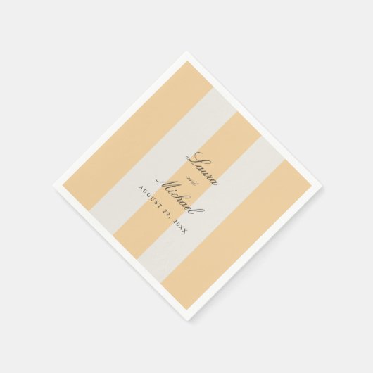 Simple Yellow and White Cabana Stripes Wedding Serviette (Ecke)